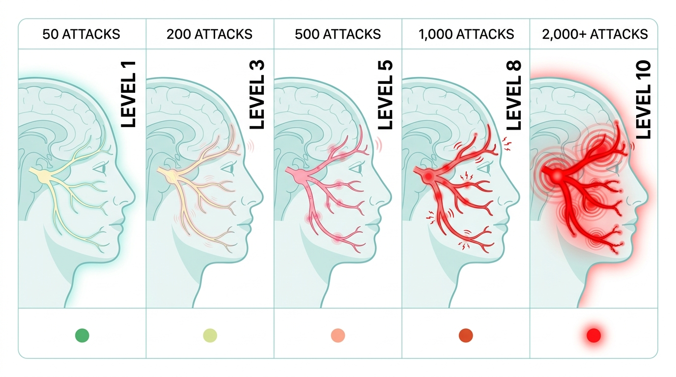 Trigeminal nerve sensitivity progression chart